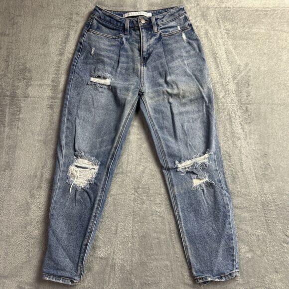 Tinseltown Denim - Tinseltown Womens Jeans Sz. 1 Distressed Straight Leg Medium Wash